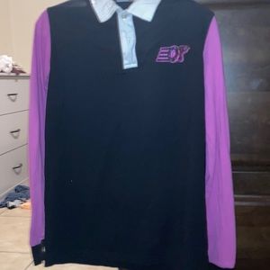 Odd Future Colorblock Purple & Black Long Sleeve Polo Shirt